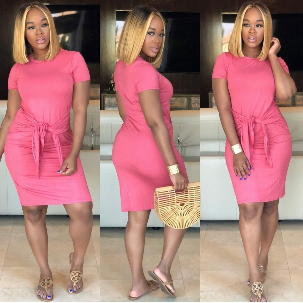 Pink wrap dress